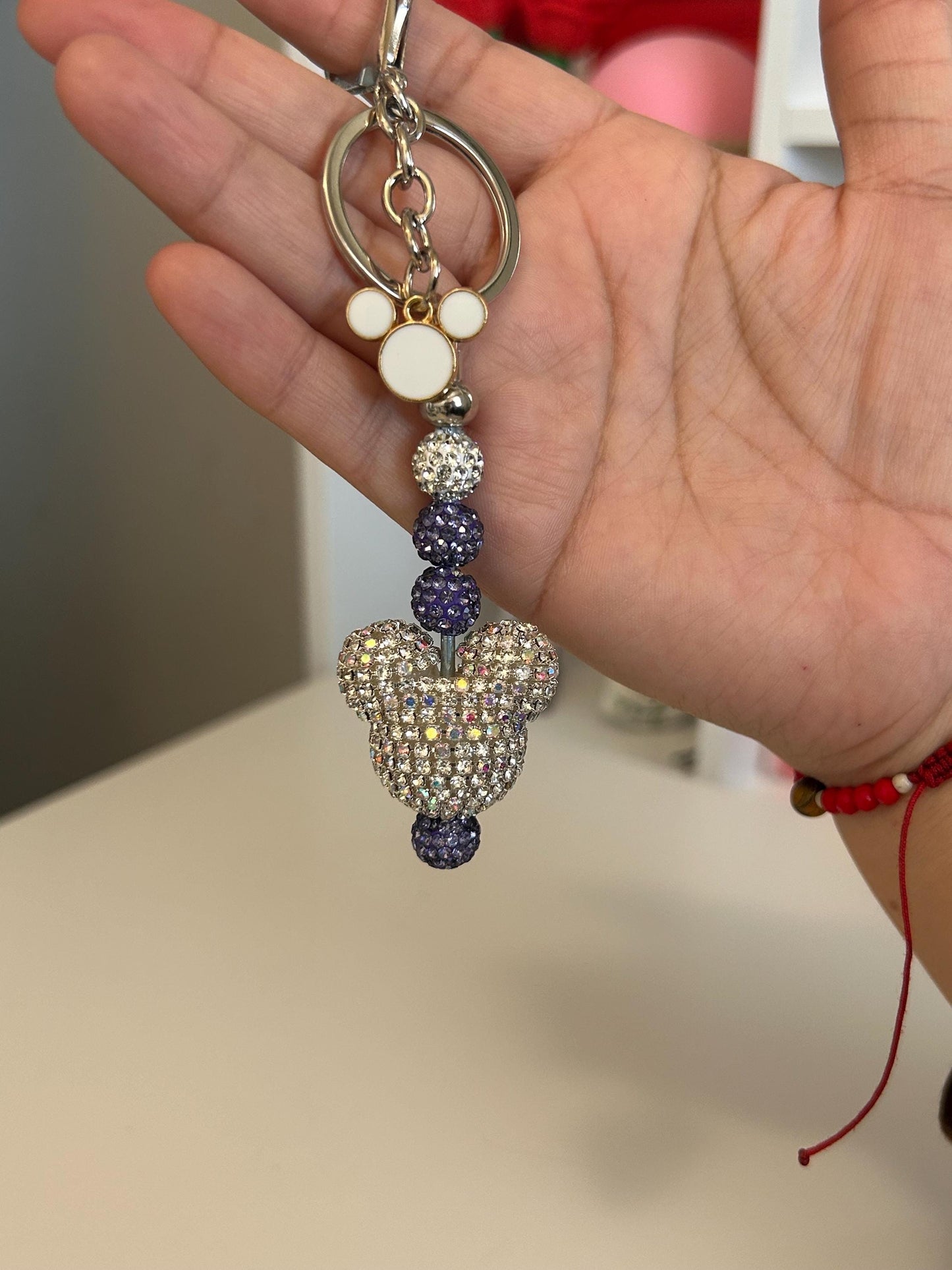 Purple — Rhinestone Mouse Keychain
