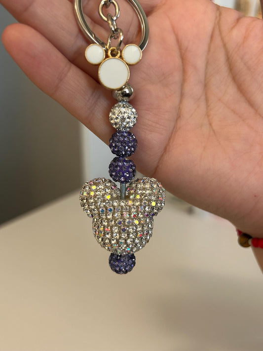 Purple — Rhinestone Mouse Keychain