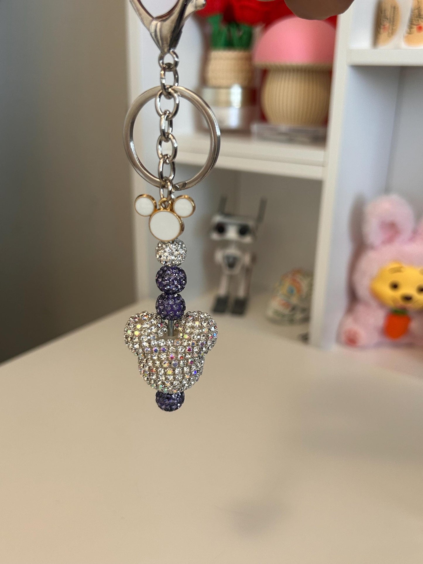 Purple — Rhinestone Mouse Keychain