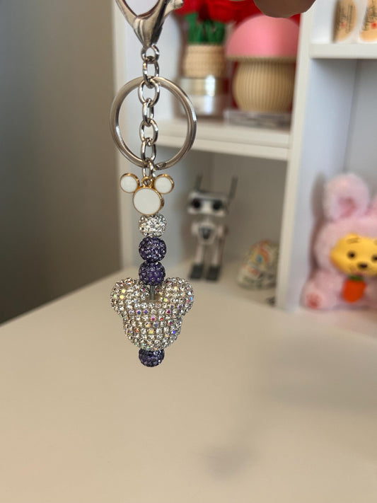 Purple — Rhinestone Mouse Keychain