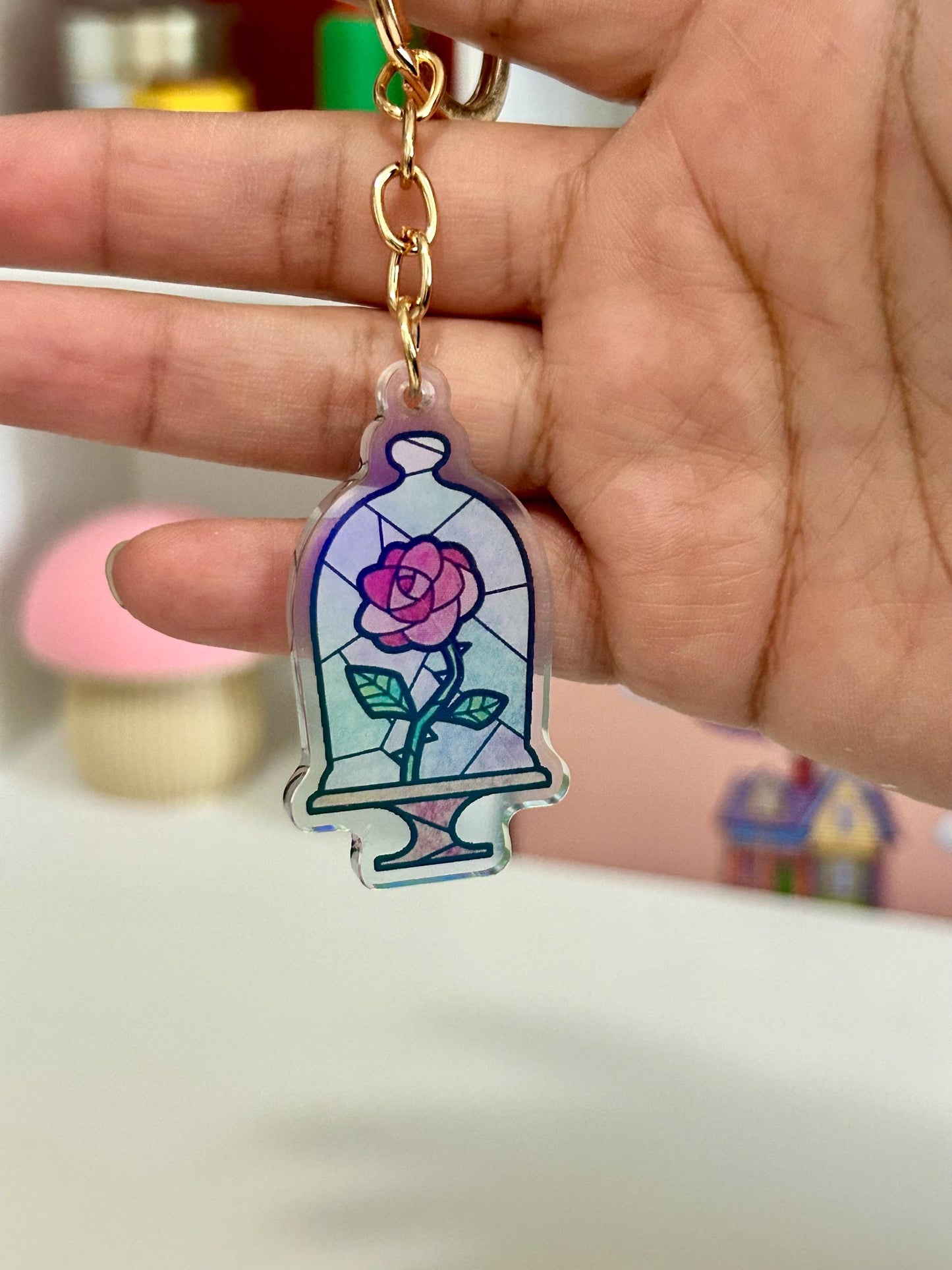 Rose Holographic Keychain