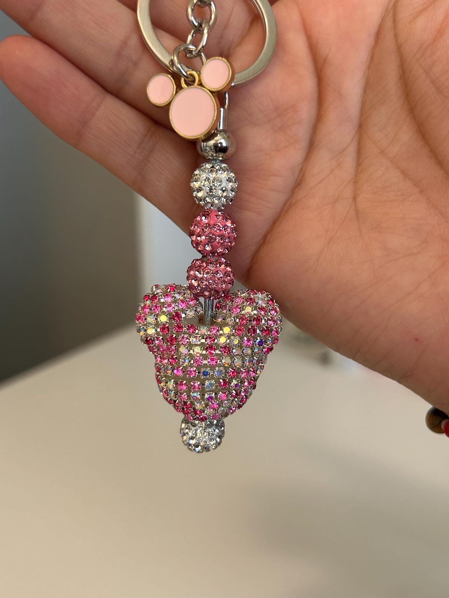 Pink — Rhinestone Mouse Keychain