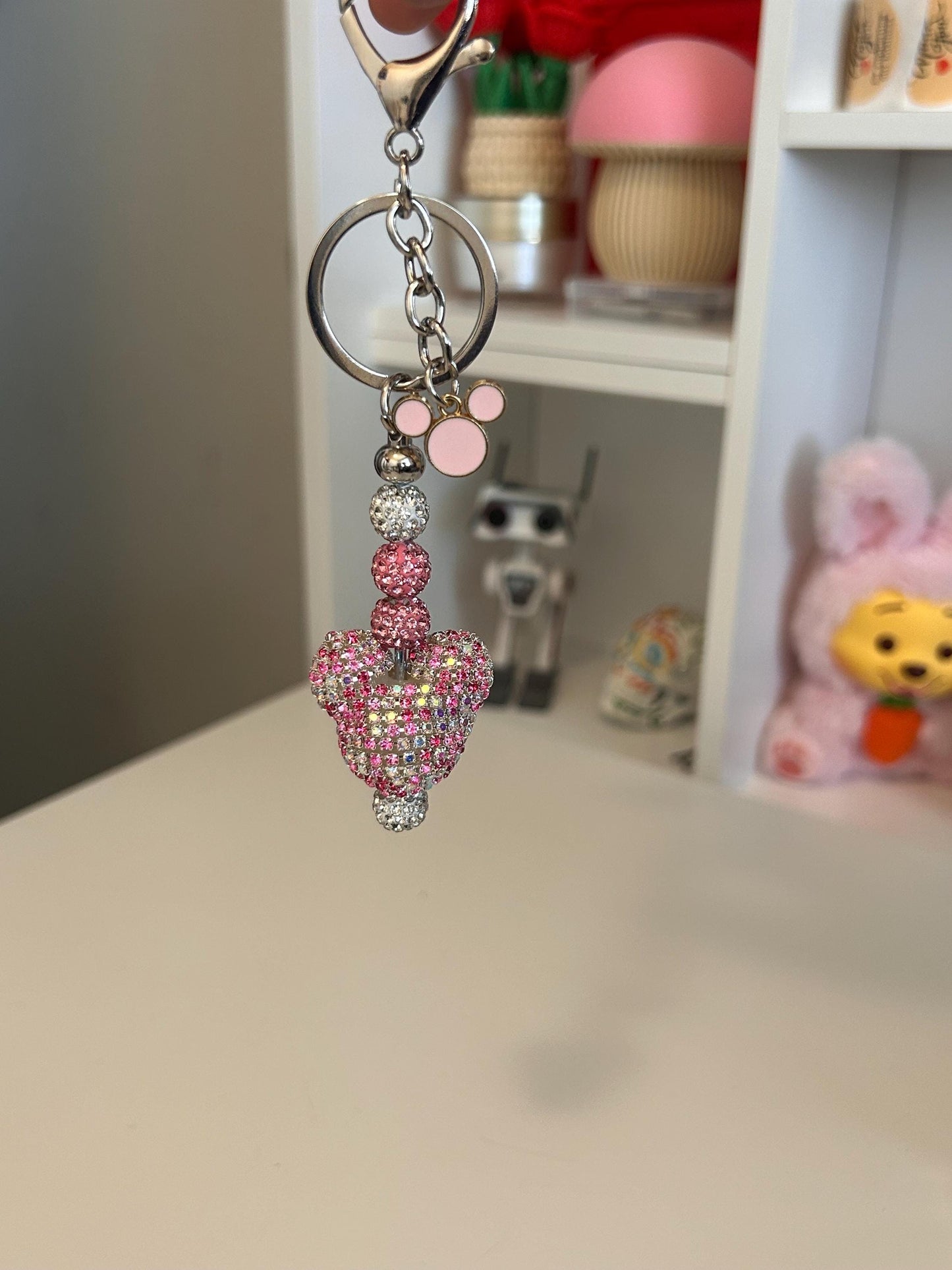 Pink — Rhinestone Mouse Keychain