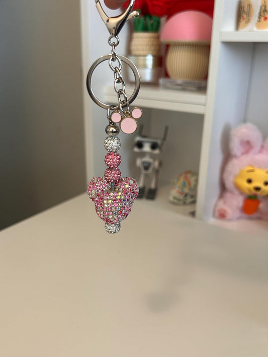 Pink — Rhinestone Mouse Keychain